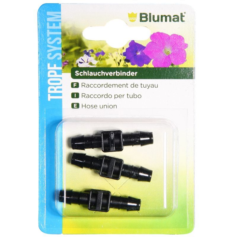 Blumat Drip System Hose Union Connectors x 3 for 8mm feeding tube