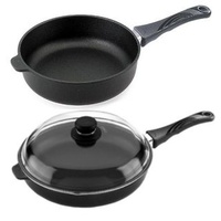 Sauté pan 28cm x 7cm high with detachable handle & oven-proof glass lid