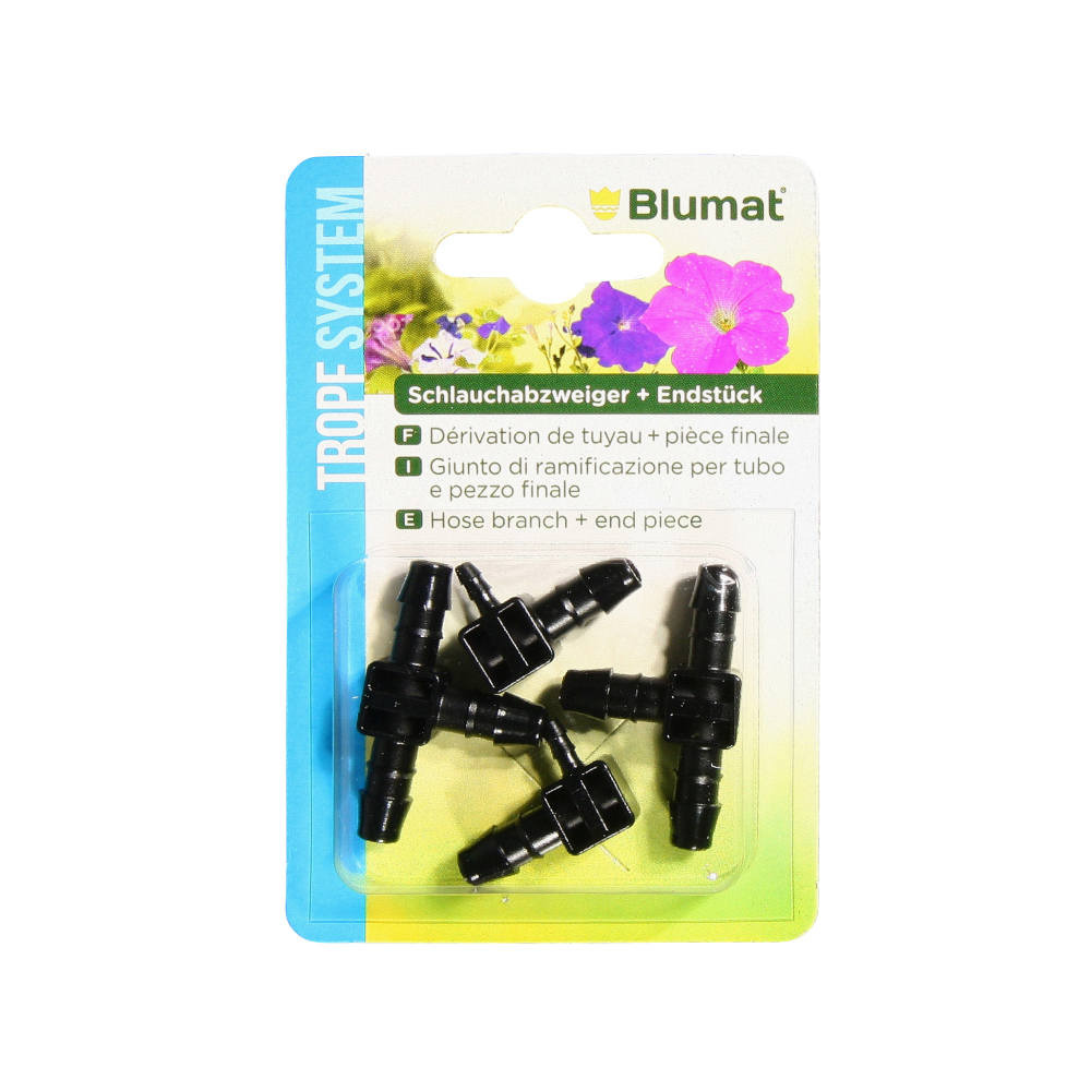 Blumat Drip System 8mm T-Piece x2 End Piece x2 (8-3mm)