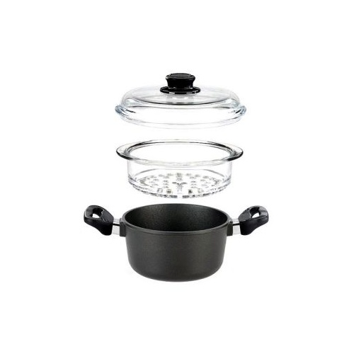 Steamer Set 24cm, 4.5 lt Saucepan + 1 x 24cm 4.0 lt Steamer Glass, incl. oven-proof glass lid