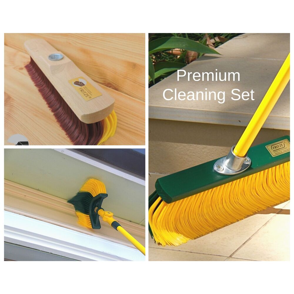 Premium Cleaning Set (Outdoor 45cm, Indoor 30cm & Cobweb broom set ) with telescopic handles included 